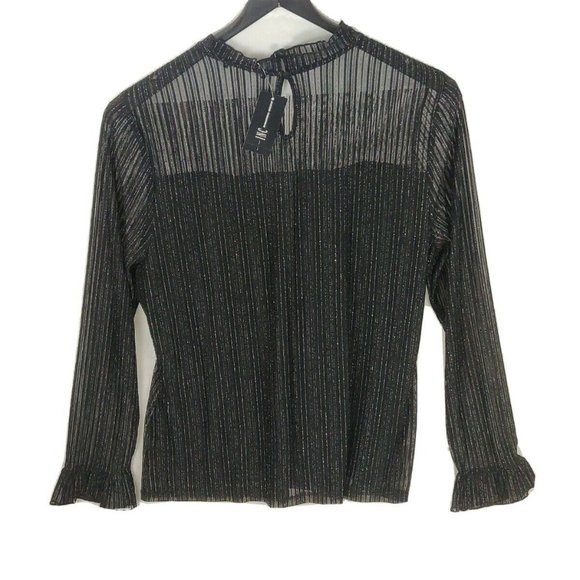 NWT INC Black Silver Mock-Neck Shine Top XXL - Picture 4 of 13